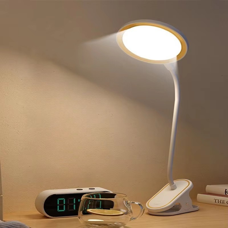 Lampe de Chevet LED Rechargeable avec Pince et Col De Cygne – 3 Modes pour Lecture et Lumière Apaisante