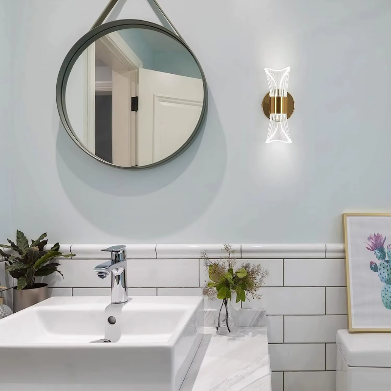 Lampe de Chevet Murale LED Dorée – Acrylique Design Luxe, 12W, 3 Températures de Couleur pour Ambiance Moderne