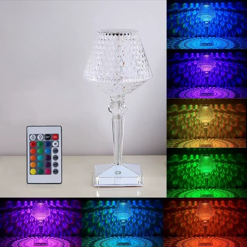 Lampe de Chevet Cristal Rechargeable LED – Effet Diamant 3D, 16 Couleurs pour Ambiance Romantique Élégante