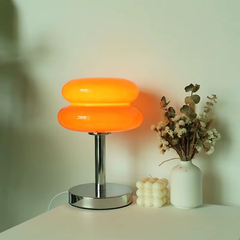 Lampe de Chevet Macaron en Verre - Design Moderne Tricolore, Éclairage LED Doux & Ambiance Élégante
