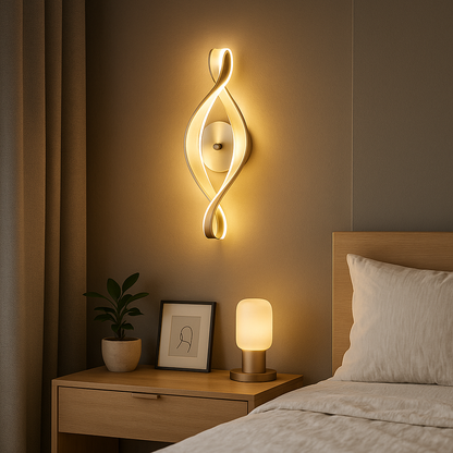 Lampe de Chevet Murale LED Nordique – Design Acrylique Torsadé, 3 Tons de Lumière pour Ambiance Élégante Moderne