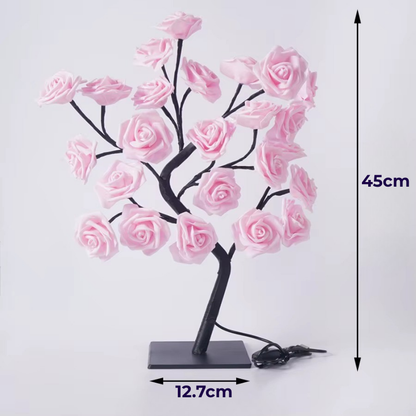 Lampe de Chevet LED Arbre de Roses – 24 Lumières USB, Branches Modulables pour Ambiance Romantique et Déco Élégante