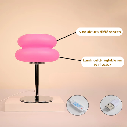 Lampe de Chevet Bauhaus Moderne LED - Design Champignon Nordique, 3 Niveaux de Luminosité