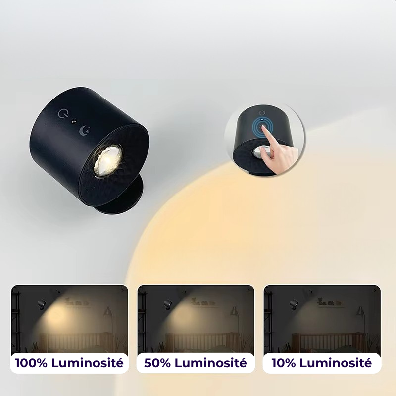 Lampe de Chevet LED Tactile 360° Rotative – Rechargeable USB, Télécommande, Design Moderne et Portable