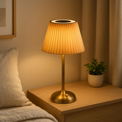 Lampe de Chevet Plissée Rechargeable USB – Design Élégant, Tactile et Sans Fil pour Ambiance Douce et Cosy