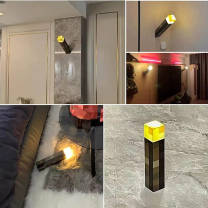 Lampe de Chevet Torche LED Rechargeable Enfant - Design Pixel Fun, USB & Couleurs Changeantes pour Déco Ludique