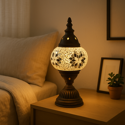 Lampe de Chevet Turque Mosaïque — Verre Coloré Fait Main & Ambiance Orientale Chaleureuse