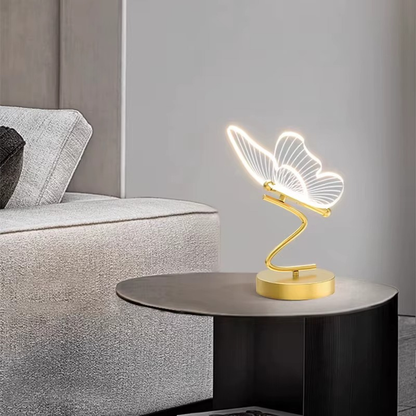 Lampe de Chevet Papillon LED – Design Nordique Doré, 3 Couleurs de Lumière USB, Éclairage Élégant et Apaisant