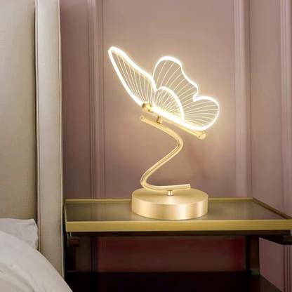 Lampe de Chevet Papillon LED – Design Nordique Doré, 3 Couleurs de Lumière USB, Éclairage Élégant et Apaisant