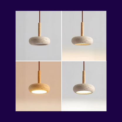 Lampe de Chevet Suspendu Style Wabi-Sabi en Pierre Naturelle – Design Naturel Élégant, Lumière Douce et Moderne