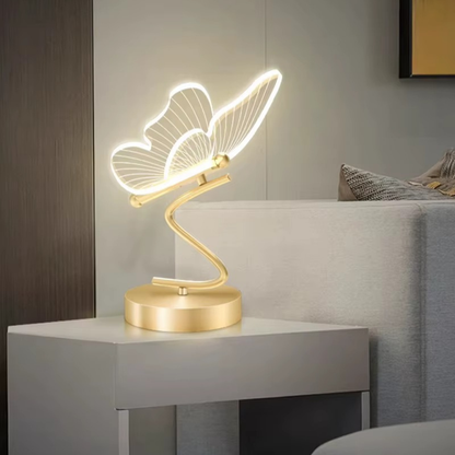 Lampe de Chevet Papillon LED – Design Nordique Doré, 3 Couleurs de Lumière USB, Éclairage Élégant et Apaisant