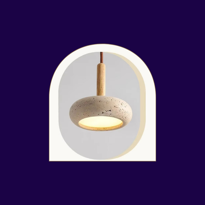 Lampe de Chevet Suspendu Style Wabi-Sabi en Pierre Naturelle – Design Naturel Élégant, Lumière Douce et Moderne