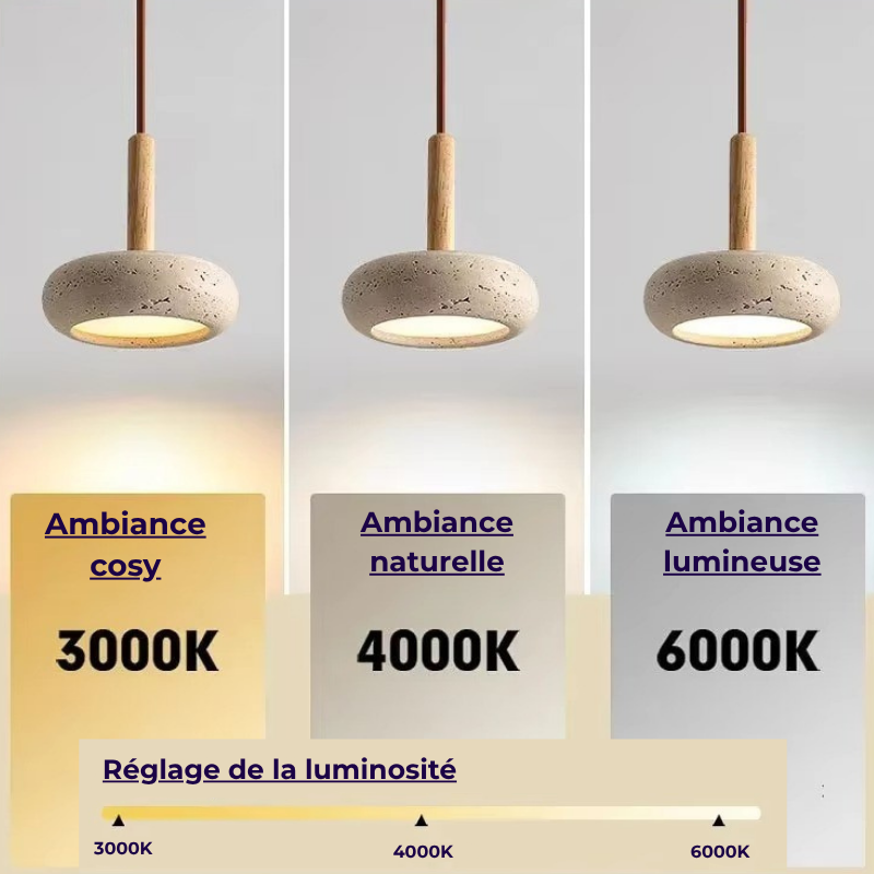 Lampe de Chevet Suspendu Style Wabi-Sabi en Pierre Naturelle – Design Naturel Élégant, Lumière Douce et Moderne