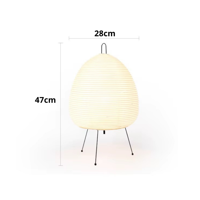 Lampe de Chevet Japonaise en Papier de Riz – Design Trépied LED, Style Wabi-Sabi Épuré pour Ambiance Zen et Douce