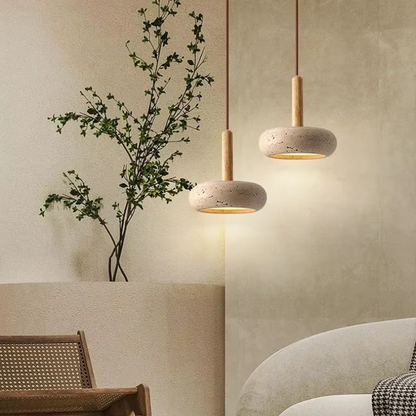 Lampe de Chevet Suspendu Style Wabi-Sabi en Pierre Naturelle – Design Naturel Élégant, Lumière Douce et Moderne