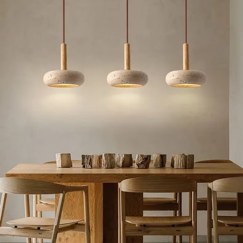 Lampe de Chevet Suspendu Style Wabi-Sabi en Pierre Naturelle – Design Naturel Élégant, Lumière Douce et Moderne