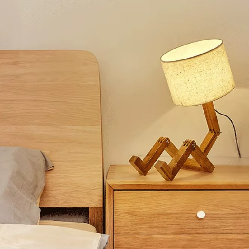 Lampe de Chevet Robot Bois Flexible – Design Articulé Original, Ambiance Apaisante et Élégante