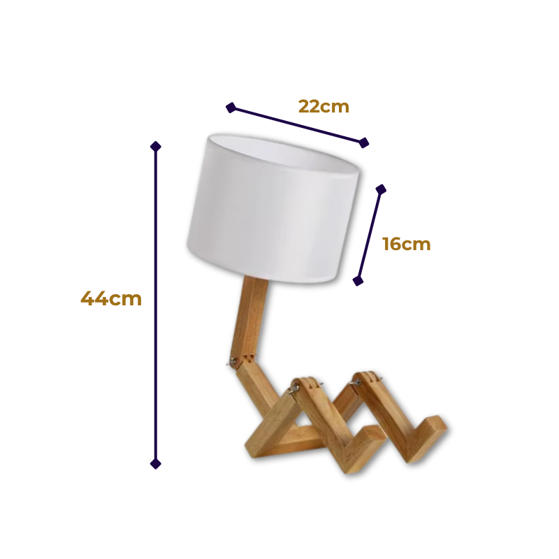 Lampe de Chevet Robot Bois Flexible – Design Articulé Original, Ambiance Apaisante et Élégante