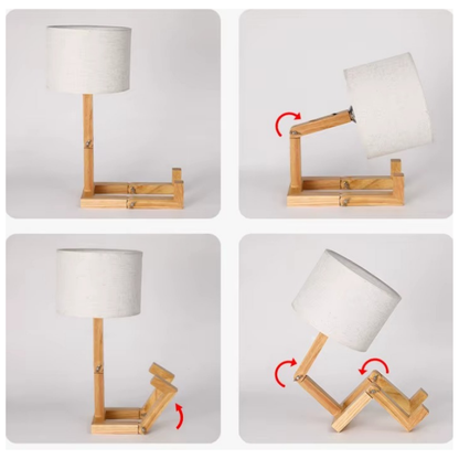 Lampe de Chevet Robot Bois Flexible – Design Articulé Original, Ambiance Apaisante et Élégante