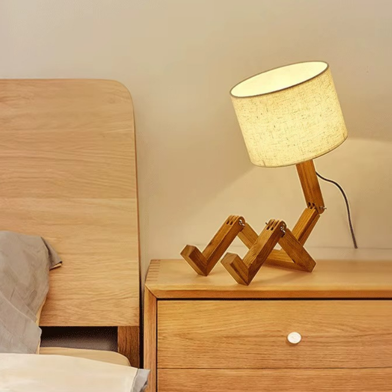 Lampe de Chevet Robot Bois Flexible – Design Articulé Original, Ambiance Apaisante et Élégante