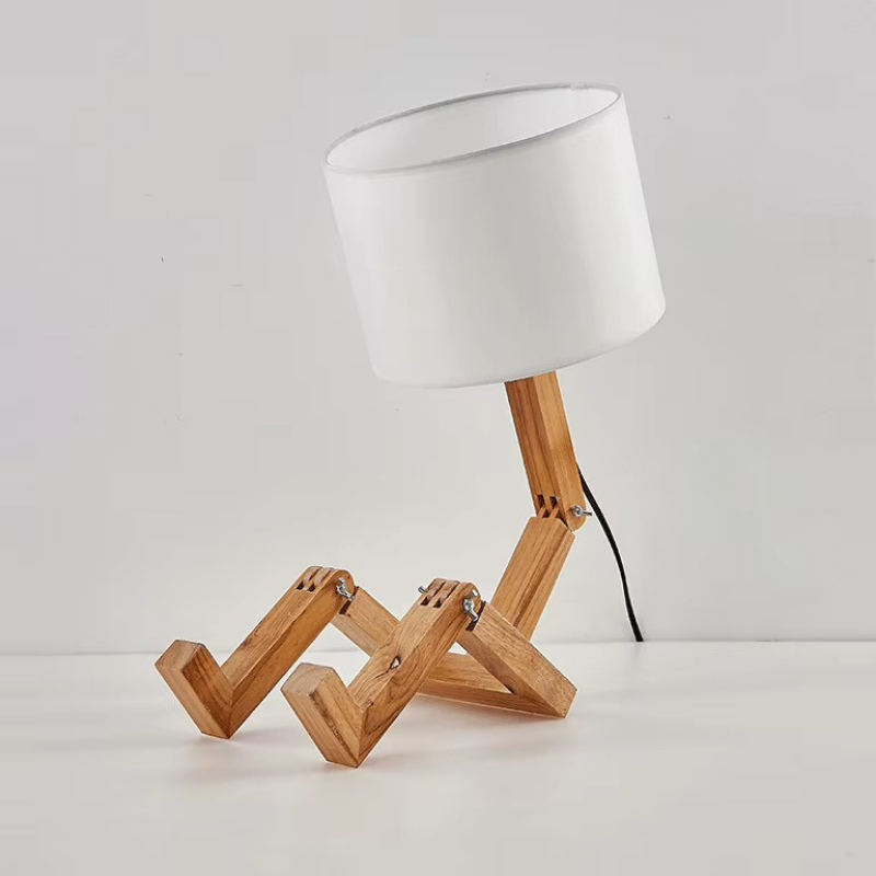 Lampe de Chevet Robot Bois Flexible – Design Articulé Original, Ambiance Apaisante et Élégante
