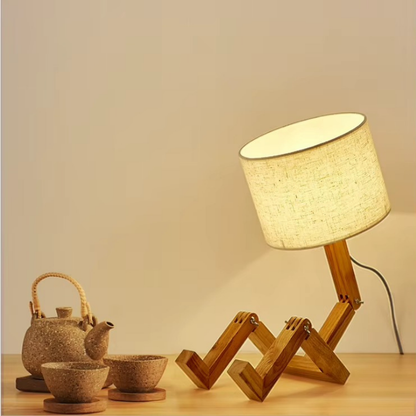 Lampe de Chevet Robot Bois Flexible – Design Articulé Original, Ambiance Apaisante et Élégante