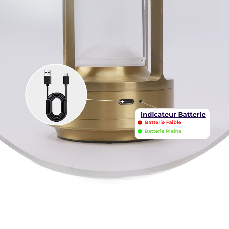 Lampe de Chevet Tactile LED – Design Cylindrique Industrielle Noir/Or/Argent, USB Rechargeable et Lumière D’ambiance Ajustable