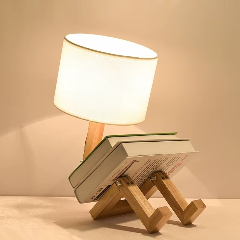 Lampe de Chevet Robot Bois Flexible – Design Articulé Original, Ambiance Apaisante et Élégante