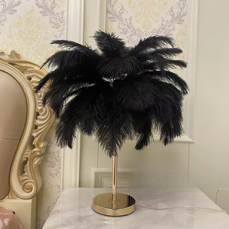 Lampe de Chevet Plumes LED Rechargeable – USB Tactile, Design Luxe en Dorée, Ambiance Romantique Élégante