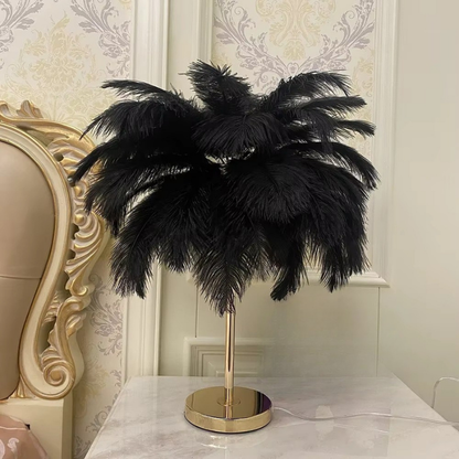 Lampe de Chevet Plumes LED Rechargeable – USB Tactile, Design Luxe en Dorée, Ambiance Romantique Élégante