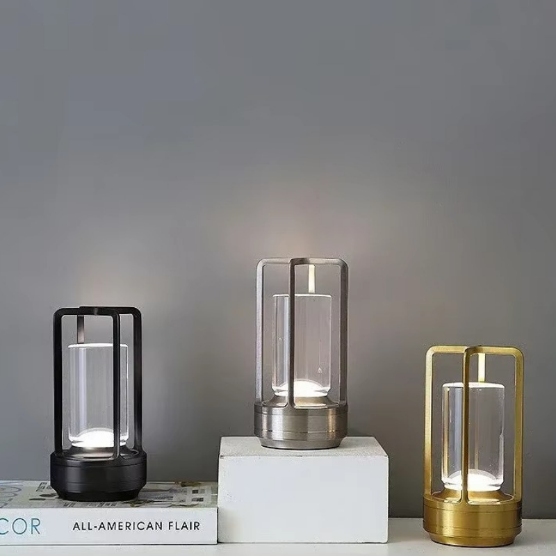 Lampe de Chevet Tactile LED – Design Cylindrique Industrielle Noir/Or/Argent, USB Rechargeable et Lumière D’ambiance Ajustable