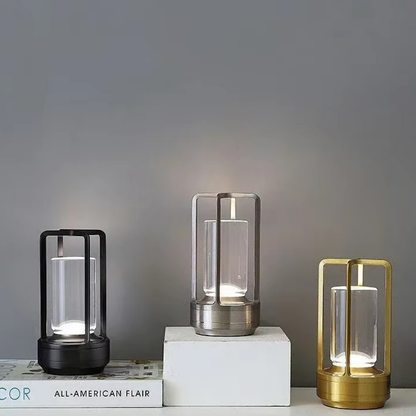 Lampe de Chevet Tactile LED – Design Cylindrique Industrielle Noir/Or/Argent, USB Rechargeable et Lumière D’ambiance Ajustable