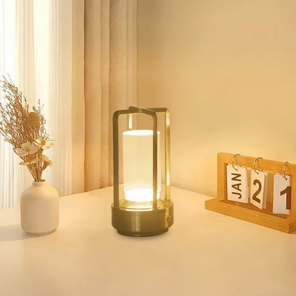 Lampe de Chevet Tactile LED – Design Cylindrique Industrielle Noir/Or/Argent, USB Rechargeable et Lumière D’ambiance Ajustable