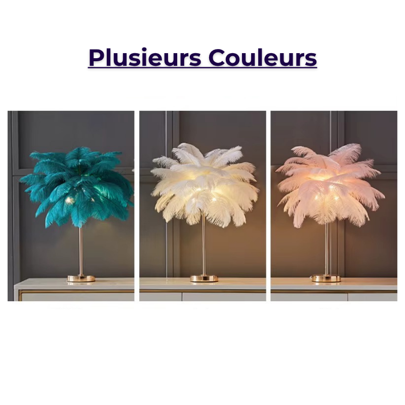 Lampe de Chevet Plumes LED Rechargeable – USB Tactile, Design Luxe en Dorée, Ambiance Romantique Élégante
