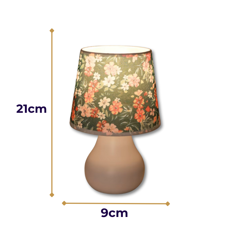 Lampe de Chevet USB Tissu Fleuri – Abat-Jour Design Minimaliste, Lumière Chaude Apaisante pour Chambre ou Salon