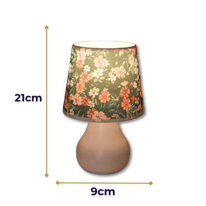 Lampe de Chevet USB Tissu Fleuri – Abat-Jour Design Minimaliste, Lumière Chaude Apaisante pour Chambre ou Salon