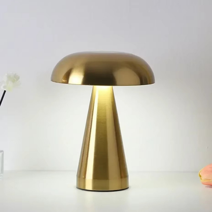 Lampe de Chevet Champignon Rétro Industrielle - LED Tactile Rechargeable, Métal Doré Élégant & Lumière Réglable