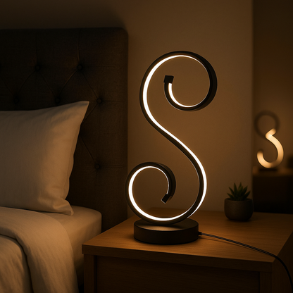 Lampe de Chevet LED Design Moderne en Forme de S – Trois Couleurs Dimmables pour Ambiance Élégante et Cosy