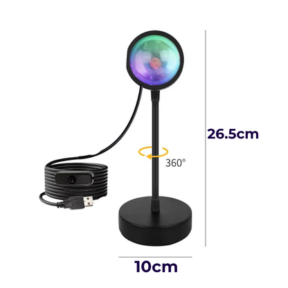 Lampe de Chevet LED Sunset Intelligente – Projection RGB 360°, Contrôle App & Télécommande pour Ambiance Colorée et Photos Créatives