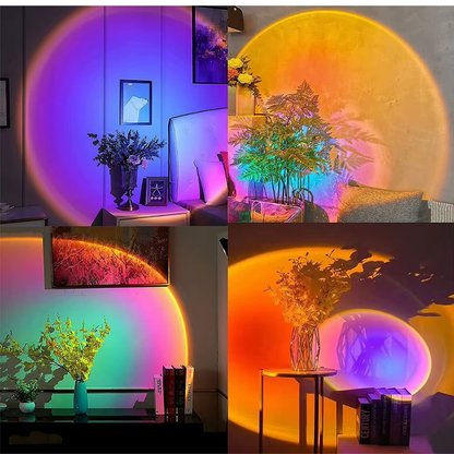 Lampe de Chevet LED Sunset Intelligente – Projection RGB 360°, Contrôle App & Télécommande pour Ambiance Colorée et Photos Créatives