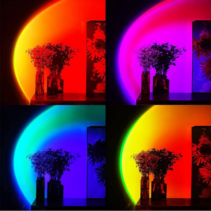 Lampe de Chevet LED Sunset Intelligente – Projection RGB 360°, Contrôle App & Télécommande pour Ambiance Colorée et Photos Créatives
