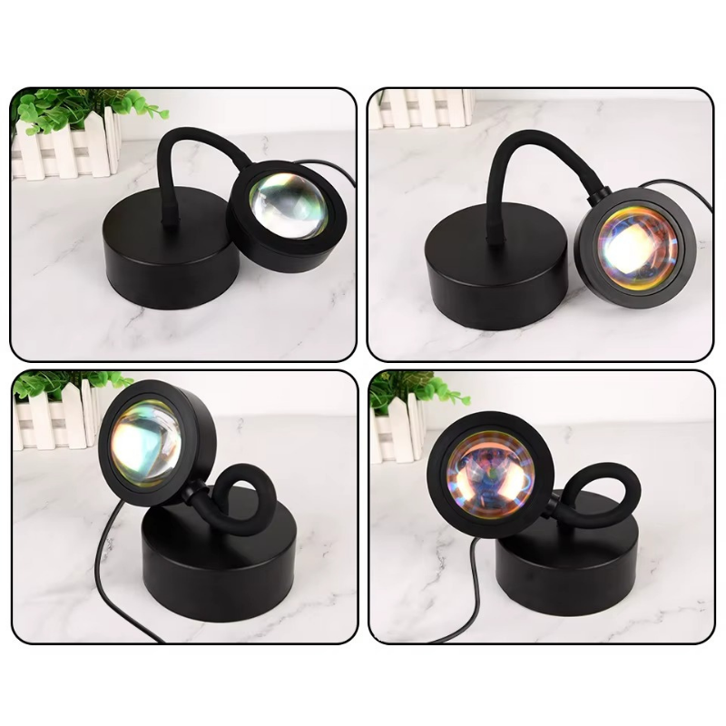 Lampe de Chevet LED Sunset Intelligente – Projection RGB 360°, Contrôle App & Télécommande pour Ambiance Colorée et Photos Créatives