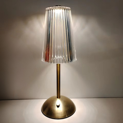 Lampe de Chevet Cristal Doré Rechargeable - Tactile LED Dimmable & Éclairage Chaud Élégant