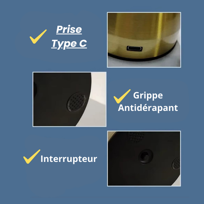 Lampe de Chevet Champignon Rétro Industrielle - LED Tactile Rechargeable, Métal Doré Élégant & Lumière Réglable