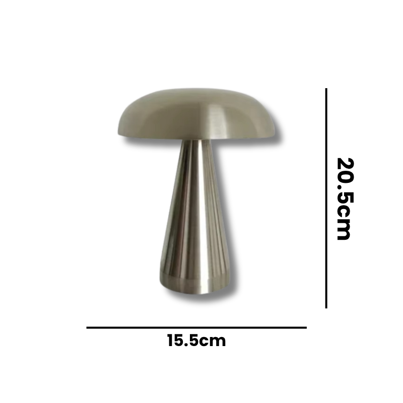 Lampe de Chevet Champignon Rétro Industrielle - LED Tactile Rechargeable, Métal Doré Élégant & Lumière Réglable