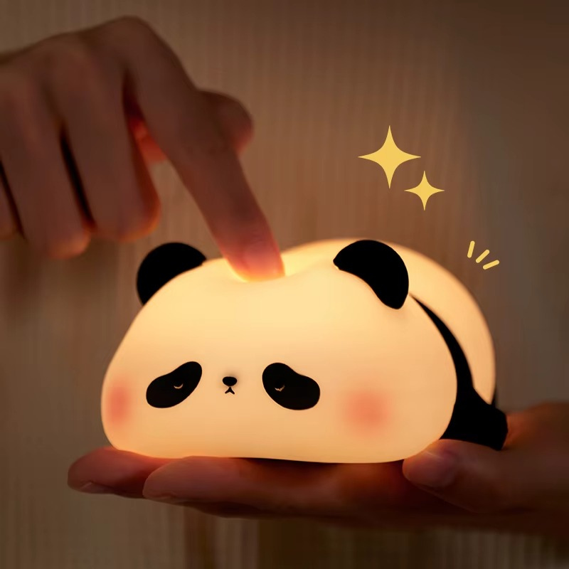 Lampe de Chevet Veilleuse Panda Tactile – LED Rechargeable USB avec Minuterie, Lumière Douce et Apaisante Enfant Kawaii