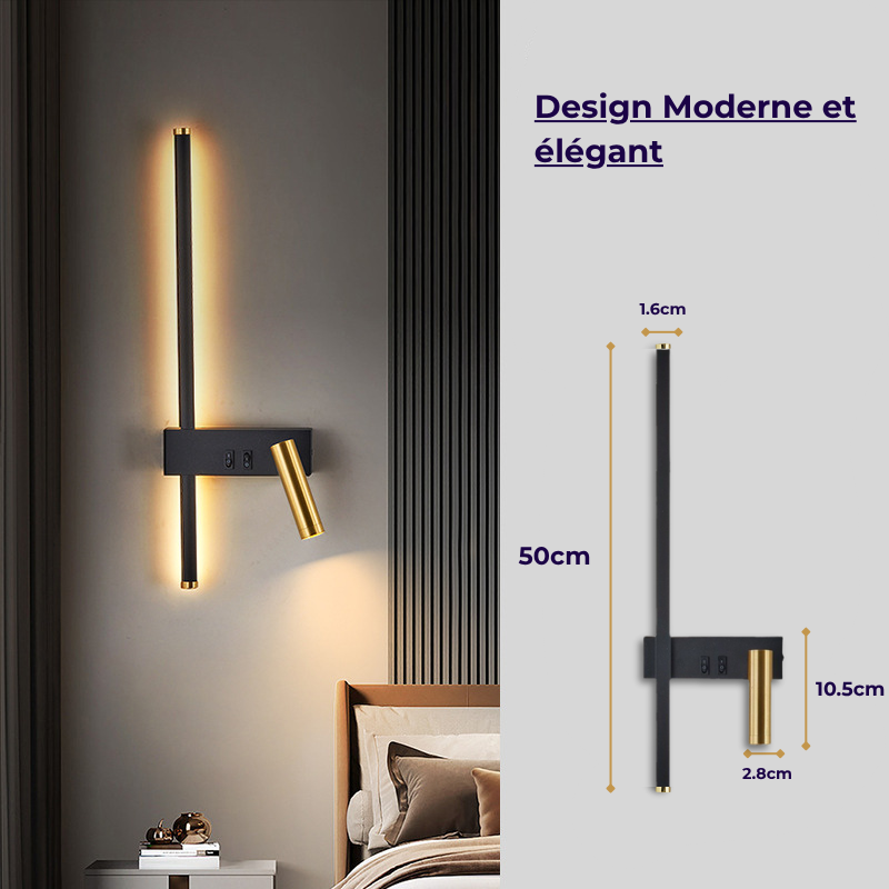 Lampe de Chevet Murale LED Moderne – Applique avec Spot Orientable, Design Nordique et Éclairage Apaisant