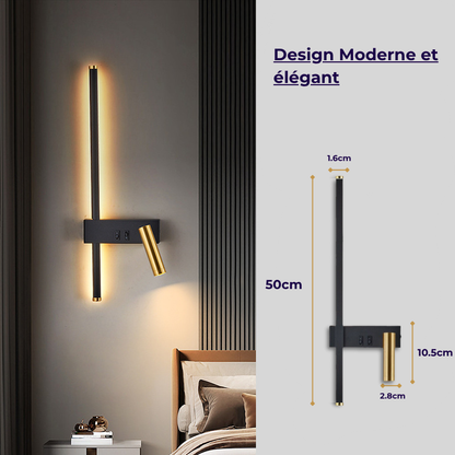 Lampe de Chevet Murale LED Moderne – Applique avec Spot Orientable, Design Nordique et Éclairage Apaisant