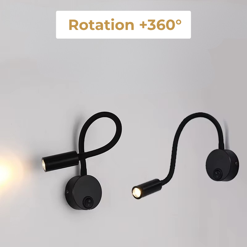 Lampe de Chevet Murale LED Flexible 360° – Col de Cygne Orientable, Parfaite pour Lecture