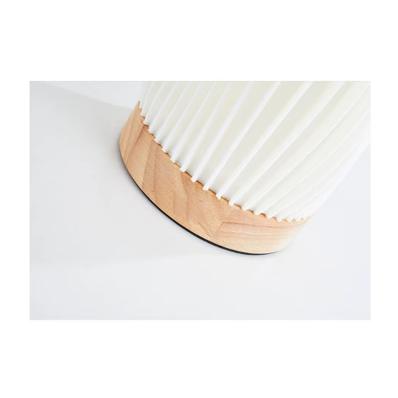 Lampe de Chevet LED Plissée 3D à Intensité Réglable – Design Moderne, Base en Bois et Lumière Douce Apaisante